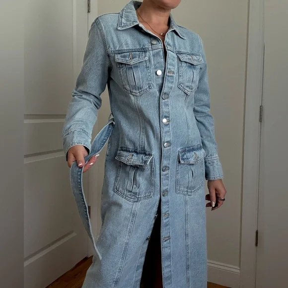 Zara Light Blue Denim Midi Dress - Picture 9 of 11